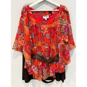 Karin Stevens Plus Size 20W Boho 2 Piece Skirt Set Cottagecore Blouse Outfit